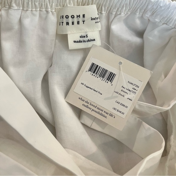 NWT Kate Spade Broome St Small Fresh White Cold Shoulder Cotton Dress $248 - Picture 4 of 5